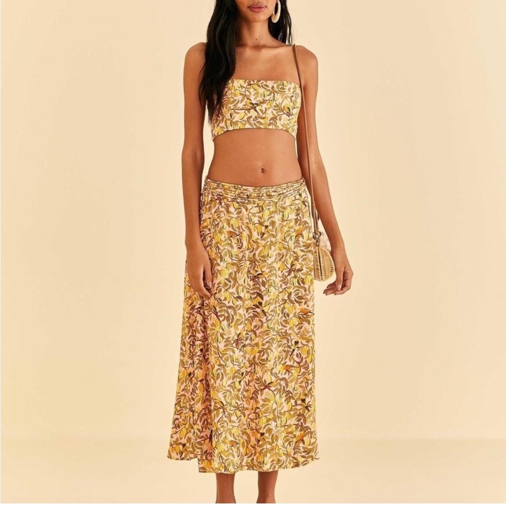 NWT Farm Rio Starfruit Satin Cropped/Bandeau Top Boho Summer | Size XL - Picture 3 of 11